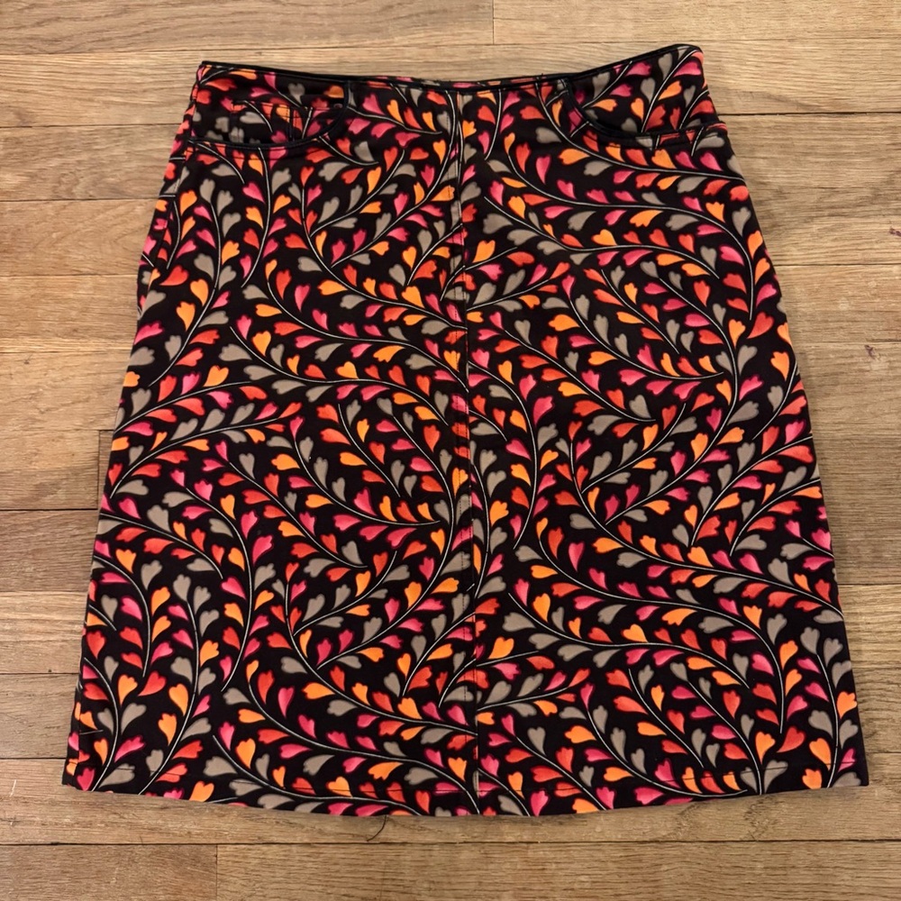 Talbots black orange tan knee length pencil skirt size 6P
 b17